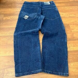 Vintage Y2K Karl Kani Monogram Embroided Logo Dark Wash Baggy Skater Jeans sz 40